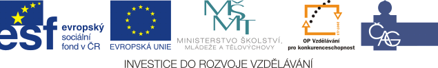 Logo Evrpoského sociálního fondu. Logo Evropské unie. Logo MŠMT. Logo OP Vzdělávání. Logo ČAG